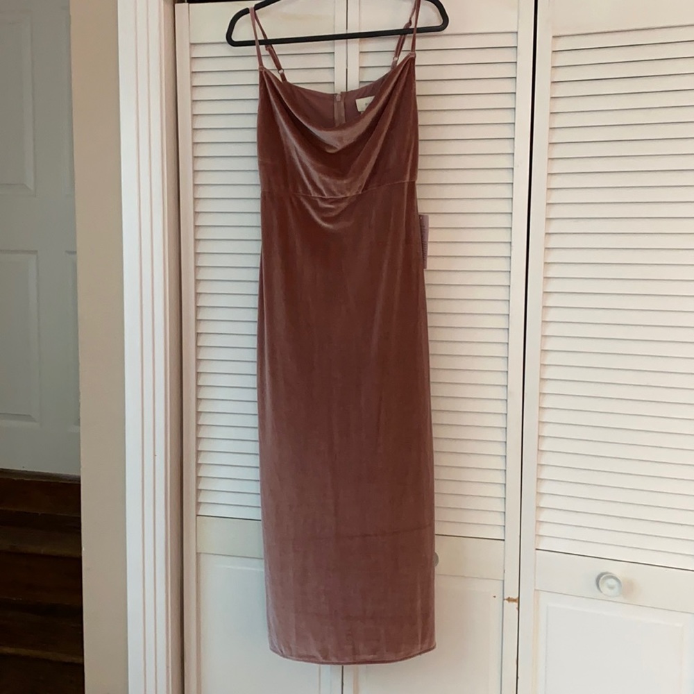 BHLDN Velvet Dark Mauve Cocktail Dress